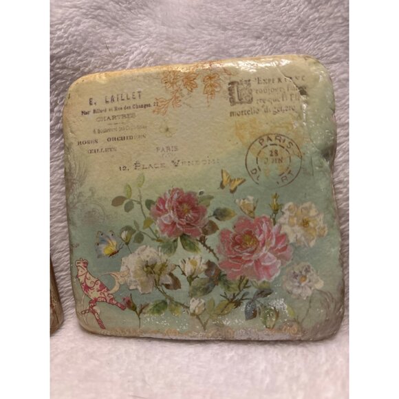 Vintage-Inspired Floral Cork-Backed Coasters Set Of 4 By Hobby Lobby - Picture 1 of 13